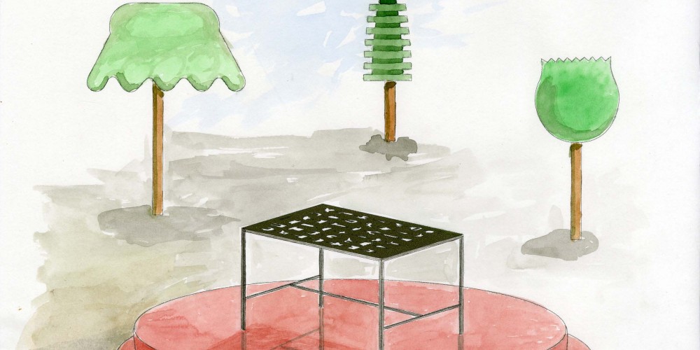 Table de reproduction, installation, aquarelle 29,7x42