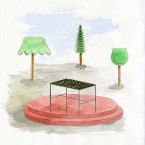 Table de reproduction, installation, aquarelle 29,7x42