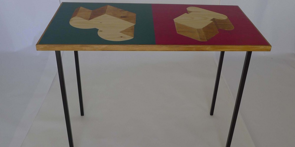 Table tableau Batz 4R 100x50xh74cm, huile sur bois 2014