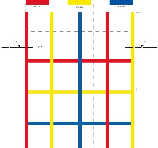 Plan de colonnes, façade SUD