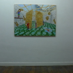 L'installation - 2017 Huile sur bois 1,26 X 0,94 m